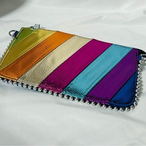 NWT Orange Striped Clutch / Crossbody with Zipper - Picture 4 of 8